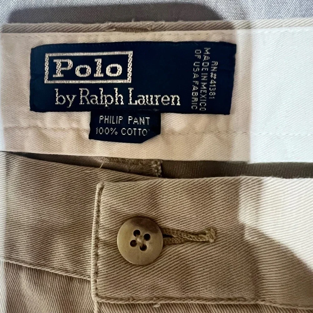 Polo Ralph Lauren Philip Pant Mens 36x34 Khaki Chino Cotton Straight Leg Beige